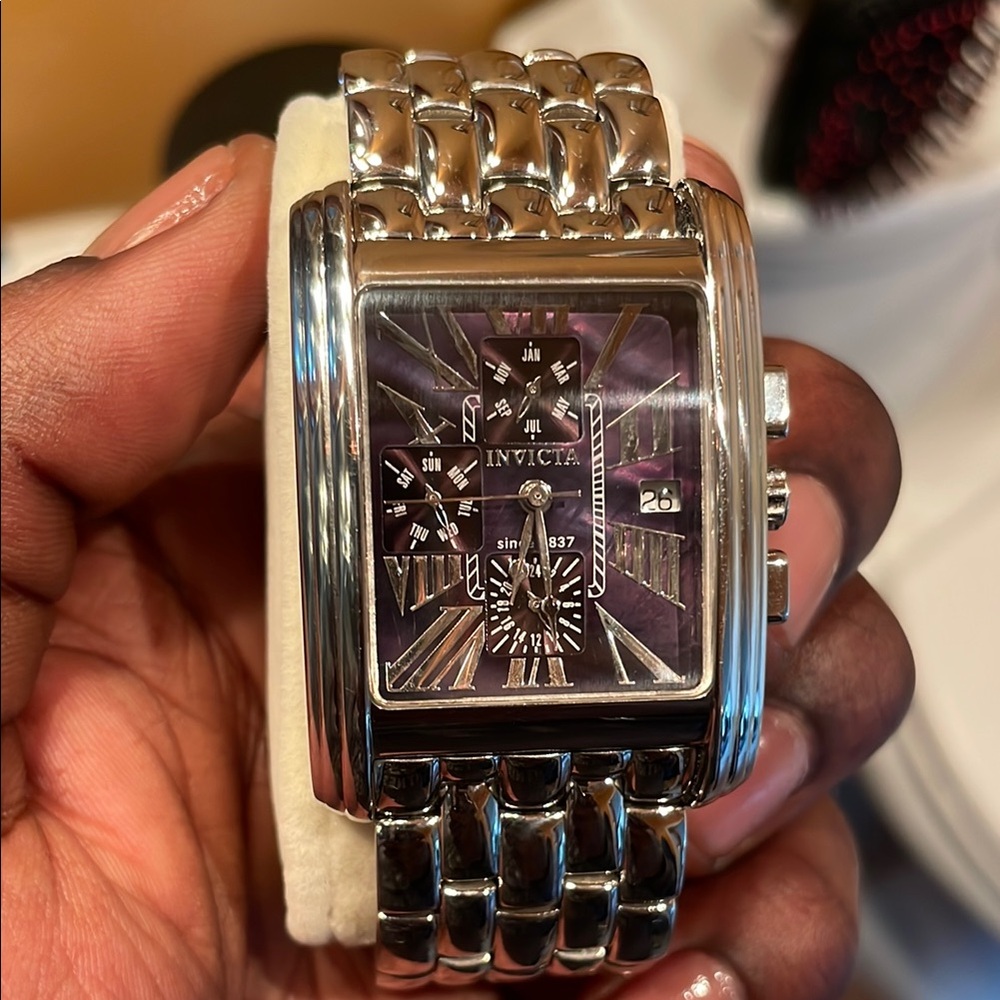 Invicta Silver Rectangular Watch With Artistic Fa… - image 1